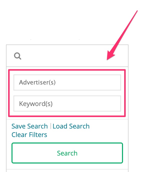 searching by advertiser or keyword