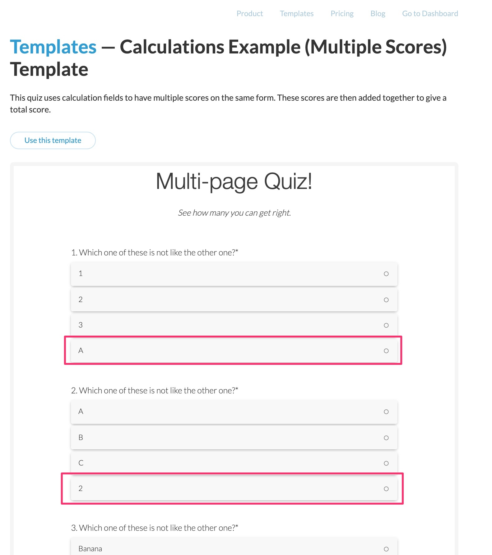 creating multiple-choice quiz in Paperform