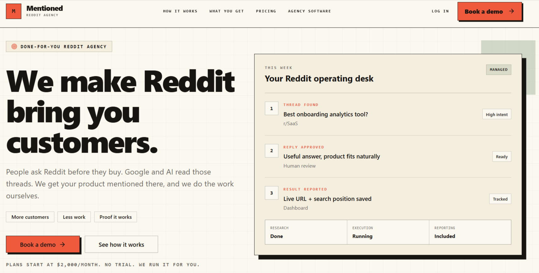Mentioned managed Reddit service screenshot